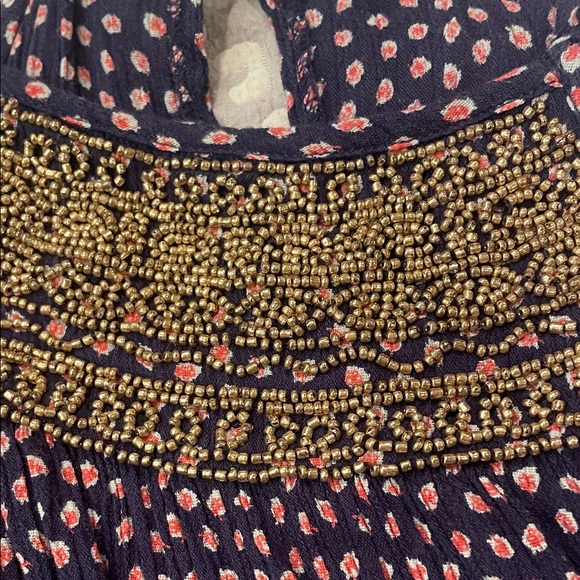 Navy and Gold Patterned Maxi Dress - Picture 6 of 6